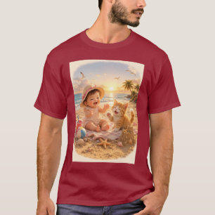 Strand Baby och Kattens Sandslott Glädje T Shirt
