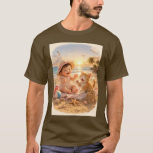 Strand Baby och Kittens Sandslott Glädje T Shirt