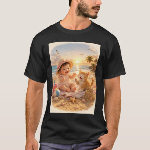 Strand Baby och Kittens Sandslott Glädje T Shirt