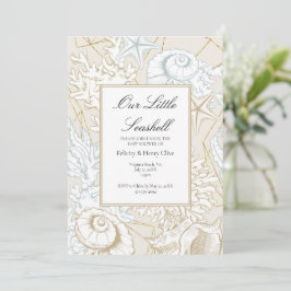 Strand Baby Shower Snigelskal Marin Ocean Inbjudningar