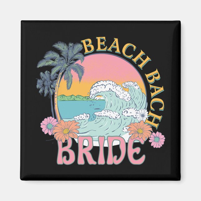 Strand Bach Brud Brudtjänst Retro Sommar Sängkamma Magnet (Framsidan)