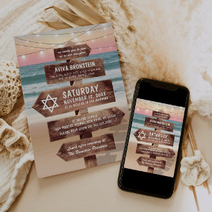 Strand Bat Mitzvah Davidsstjärna Inbjudningar