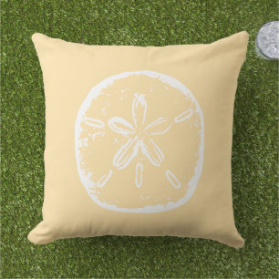 Strand beige och vit sanddollar skal kudde