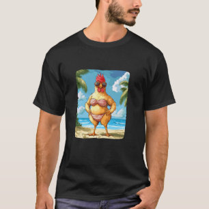 Strand Bikini Kostym med denna Roliga Kyckling Sim T Shirt