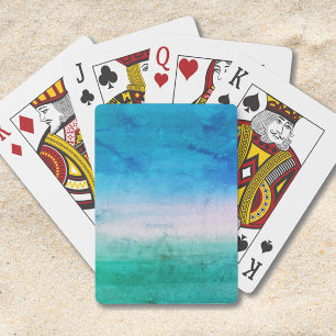 Strand Blå Grön Distressed Watercolor Casinokort