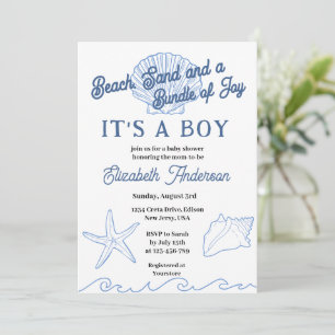 Strand Blå Ocean Babypojke Bebis Shower Inbjudningar