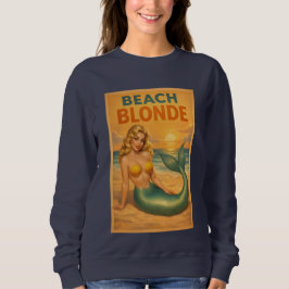 Strand Blond Pin-Up Havsfruskonst Retro Kustliv T Shirt