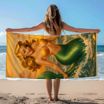 Strand Blond Pin-Up Havsjungfru | Coastal Mermaidc