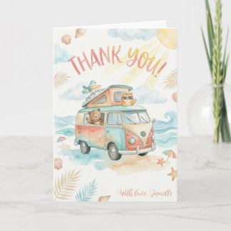 Strand Camper Van Tack Cute Sommarlov Kort