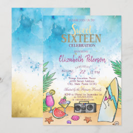 Strand Cocktail Frukter Sommar Söt 16 Fest Inbjudningar