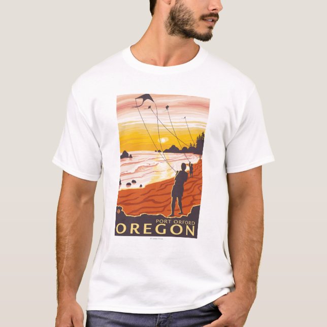 Strand & drakar - port Orford, Oregon T Shirt (Framsida)