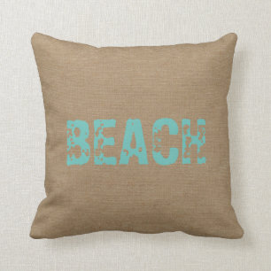 Strand falskt burlap linned jute nautisk shabby de kudde