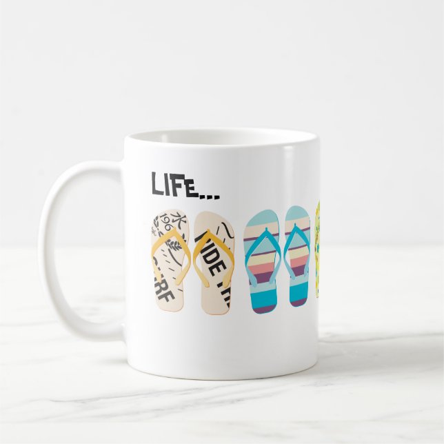 Strand Flip Flops Livet är bättre på stranden. Kaffemugg (Vänster)
