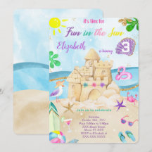 Strand Födelsedagsinbjudningar