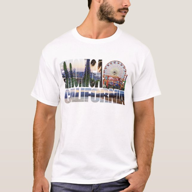 Strand för pir för Santa Monica logotypblommor T-shirt (Framsida)