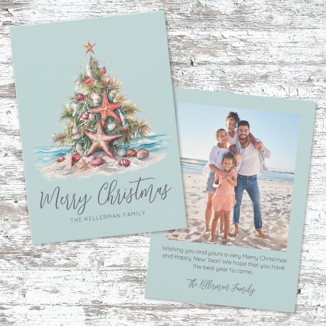 Strand God Jul Julkort (Beach Merry Christmas Holiday Card )