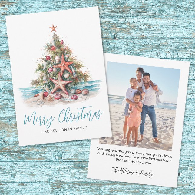 Strand God Jul Julkort (Beach Merry Christmas Holiday Card)