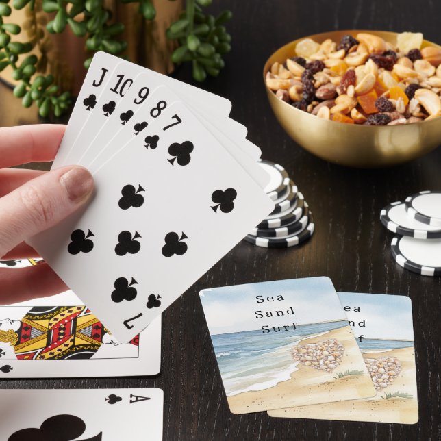 Strand Hav Havsskal Hjarta Casinokort (På plats)