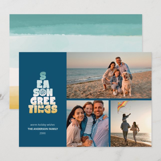 Strand Hav Och Hälsningar Julkort (Fram/baksida)