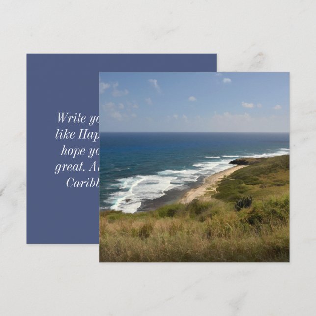  Strand Hav Sand Natur Himmel Karibien USVI Anmärk Kort (Fram/baksida)