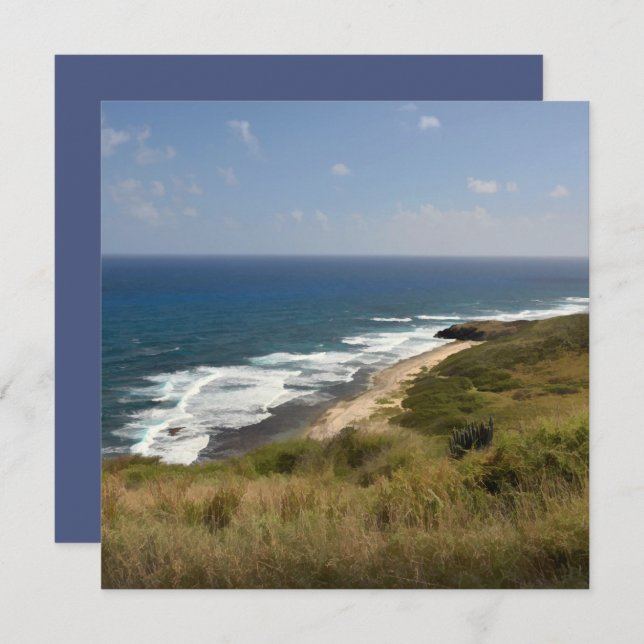  Strand Hav Sand Natur Himmel Karibien USVI Noteri Kort (Fram/baksida)