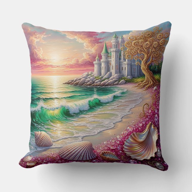 🌸 Strand Hav Skal Kust Dröm Stil 🌸 Kudde (Framsida)