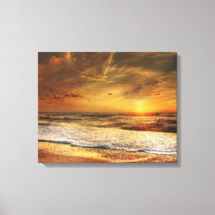 Strand Hav Solnedgång Soluppgång Fotografi Canvas