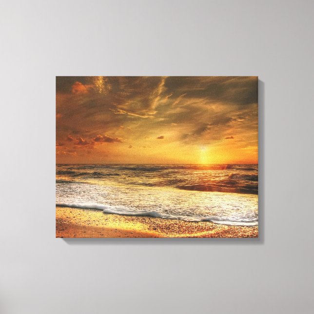 Strand Hav Solnedgång Soluppgång Fotografi Canvas  (Framsida)