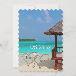 strand hjärtan bröllop brud brudgumme gäster inbjudningar