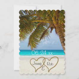 strand hjärtan bröllop brud brudgumme gäster inbjudningar