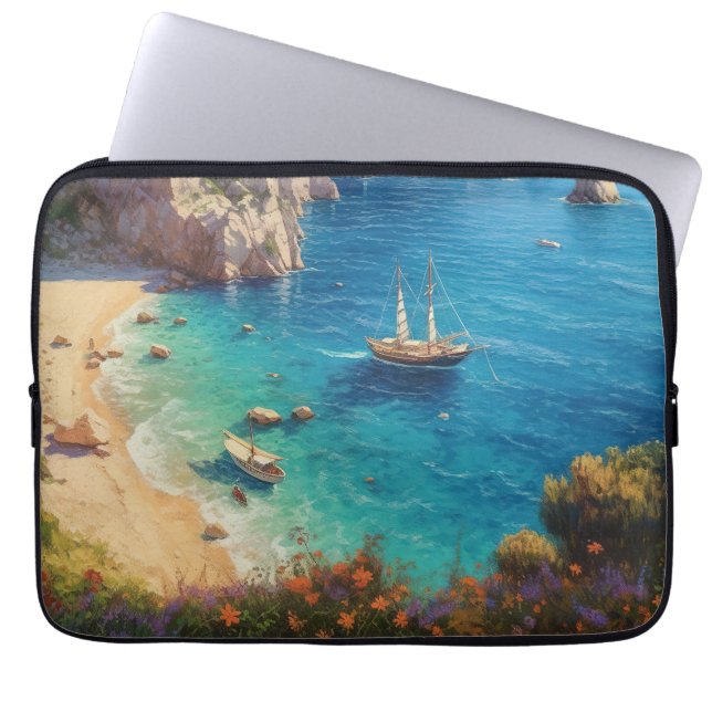 Strand i Grekland Laptop Fodral (Framsidan)