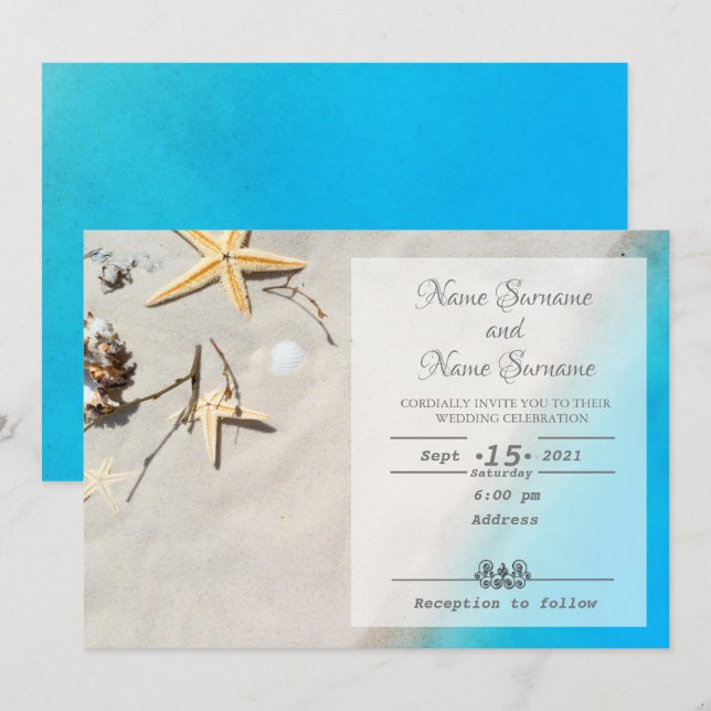 Strand Inbjudningar (Fram/baksida)