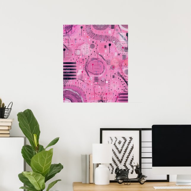 Strand Jordgubbsglass Abstrakt Konst  Poster (Hemmakontoret)