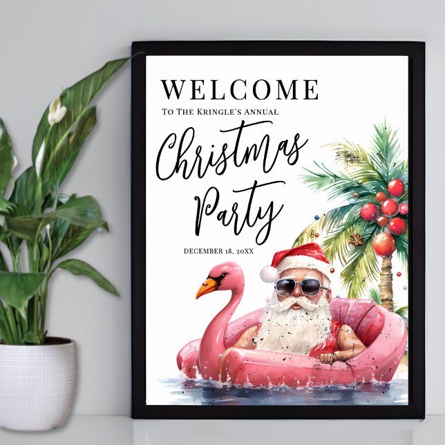Strand Julfest Välkommen Poster (Beach Christmas Party Welcome Poster)