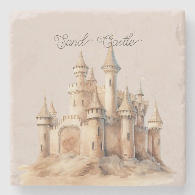 Strand Kräm Sand Slott Stenunderlägg (Framsidan)