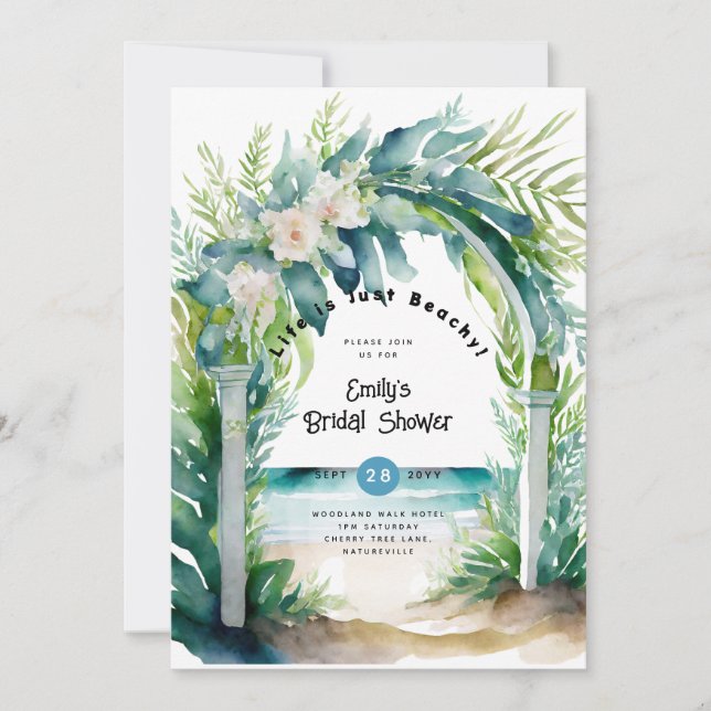 Strand Kust Ocean BABYSHOWER FÖDELSEDAG BRÖLLLOP Inbjudningar (Framsida)