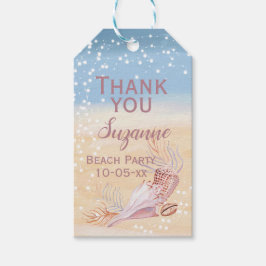 Strand Kust Skal Tack Party Gunstling Presentetikett