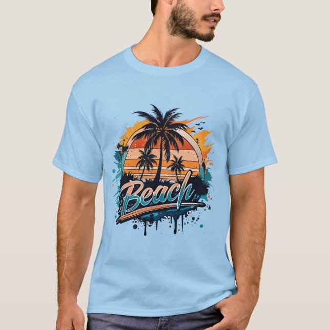 “Strand” Ljus Stänk  T Shirt (Framsida)