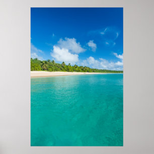 strand med inklädd strand i Handflatan träd, Ton Poster
