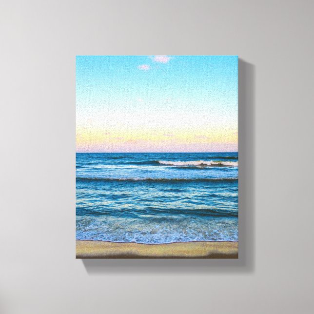 Strand med ljusa vågor bild på canvas (Framsida)