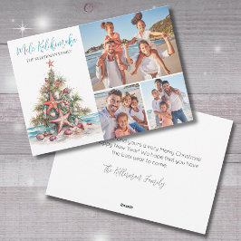 Strand Mele Kalikimaka Jul Familjefoto Julkort