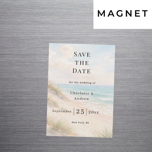 Strand modern kustbröllop Save the Date-magnet Magnetisk Inbjudningskort (Skapare uppladdad)