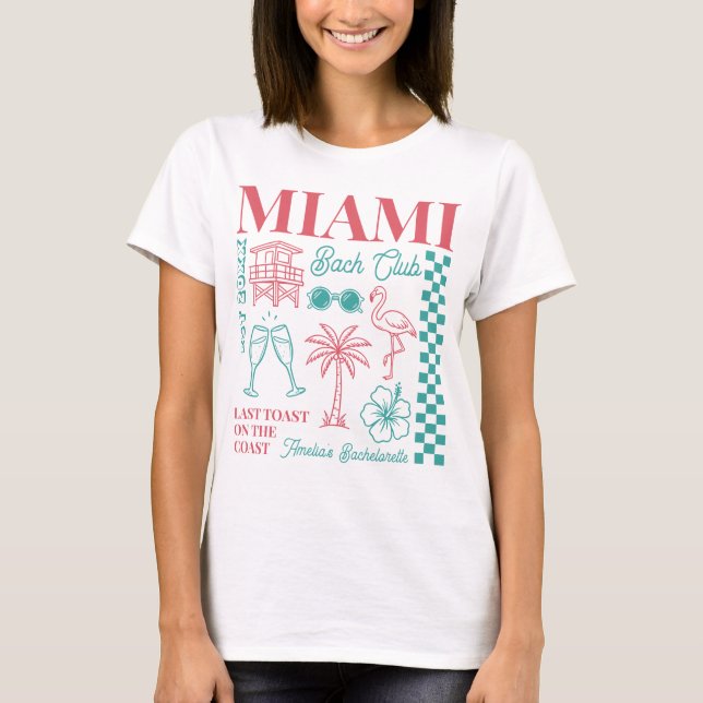 Strand Möhippa Fest Retro Doodle Skiss Miami T Shirt (Framsida)