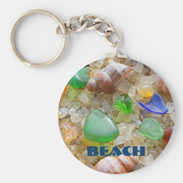 Strand nyckelringar anpassade Seaglass Havsglas (Framsidan)