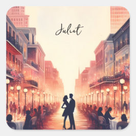 Strand Ocean Sommar Ny Orleans Bröllopsfest för br Fyrkantigt Klistermärke