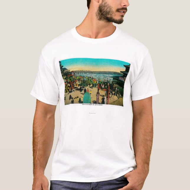 Strand- och badhus, lång BeachLong strand, CA Tee Shirt (Framsida)