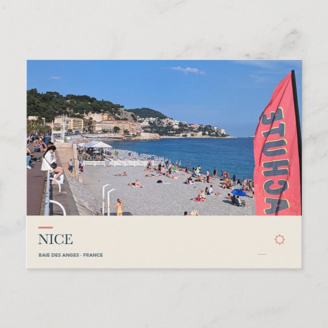 Strand och Baie des Anges i Nice Vykort (Framsida)