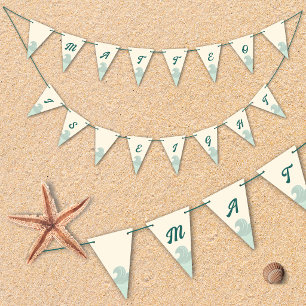 Strand och Våg Bunting Flaggor för Barnkalas