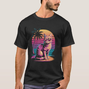 Strand Orange Tabby Katt Vänlig Slitandes Solglasö T Shirt