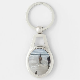strand ovalt silverfärgad nyckelring